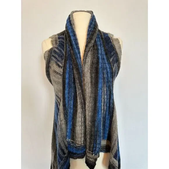 Anthropologie Moth Boho Bohemian Blue Gray Ombre Long Cardigan Size M/L - Picture 3 of 7